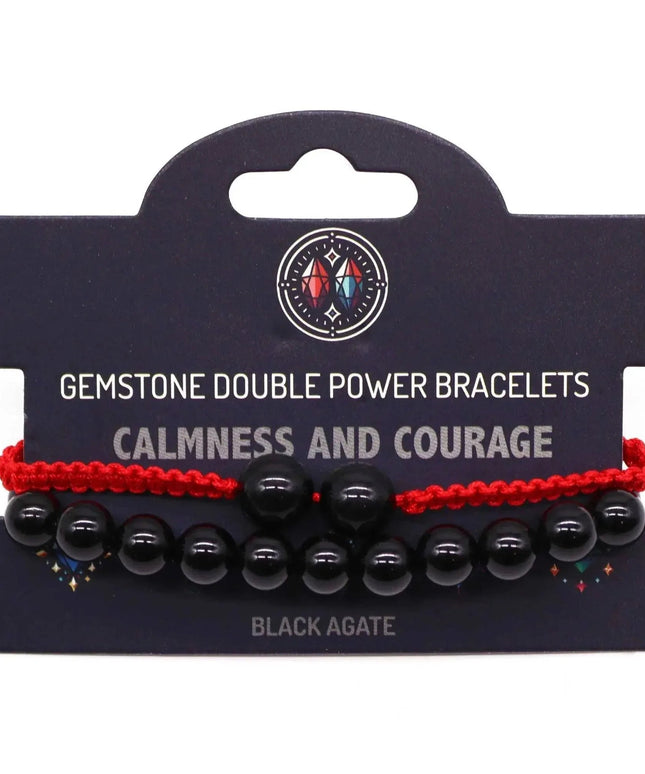 Gemstone Double Power Bracelets - Black Agate - Bee my Gift