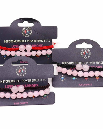 Gemstone Double Power Bracelets - Rose Quartz - Bee my Gift