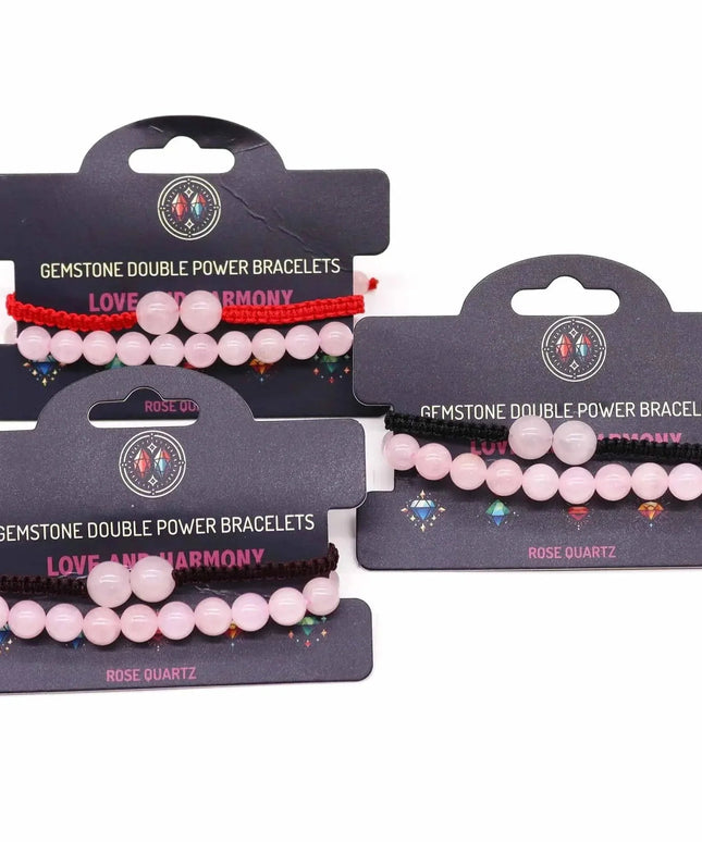 Gemstone Double Power Bracelets - Rose Quartz - Bee my Gift