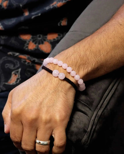 Gemstone Double Power Bracelets - Rose Quartz - Bee my Gift