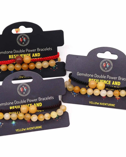 Gemstone Double Power Bracelets - Yellow Aventurine - Bee my Gift