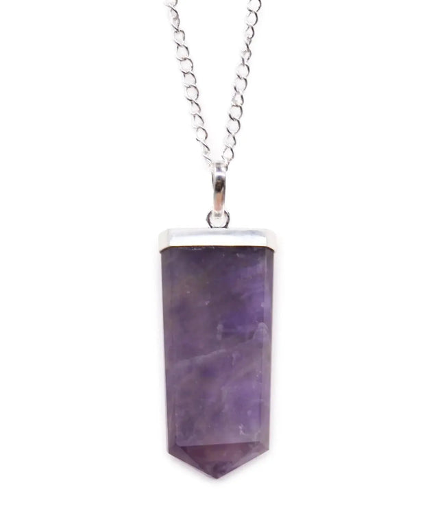 Gemstone Flat Pencil Pendant - Amethyst - Bee my Gift