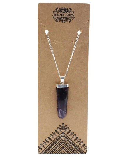 Gemstone Flat Pencil Pendant - Amethyst - Bee my Gift