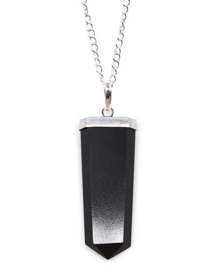 Gemstone Flat Pencil Pendant - Black Agate - Bee my Gift
