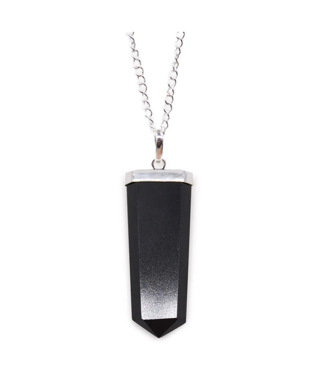 Gemstone Flat Pencil Pendant - Black Agate - Bee my Gift