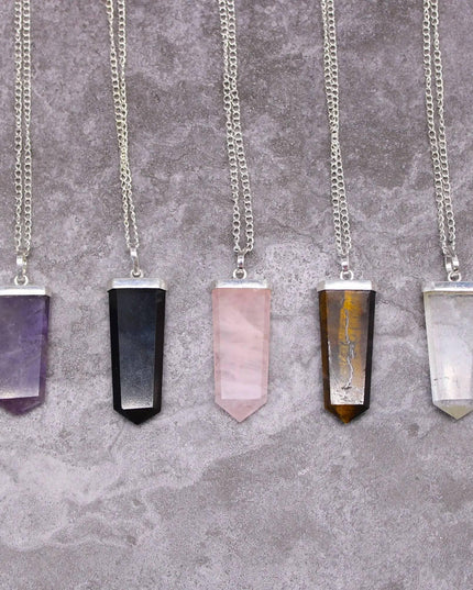 Gemstone Flat Pencil Pendant - Black Agate - Bee my Gift