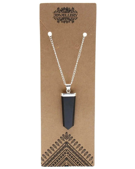 Gemstone Flat Pencil Pendant - Black Agate - Bee my Gift