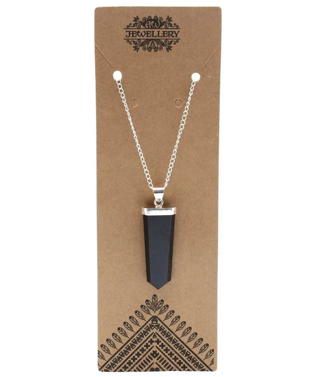 Gemstone Flat Pencil Pendant - Black Agate - Bee my Gift