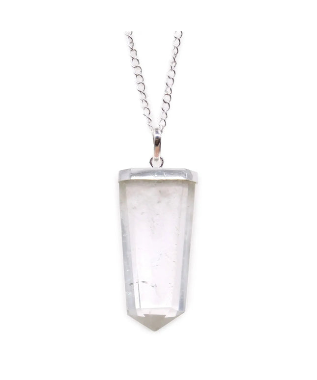 Gemstone Flat Pencil Pendant - Rock Quartz - Bee my Gift