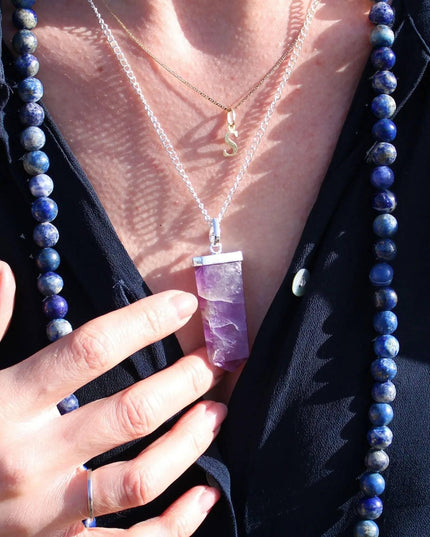 Gemstone Flat Pencil Pendant - Rock Quartz - Bee my Gift