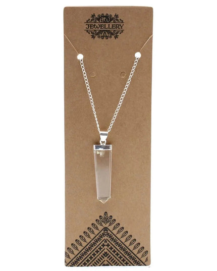 Gemstone Flat Pencil Pendant - Rock Quartz - Bee my Gift