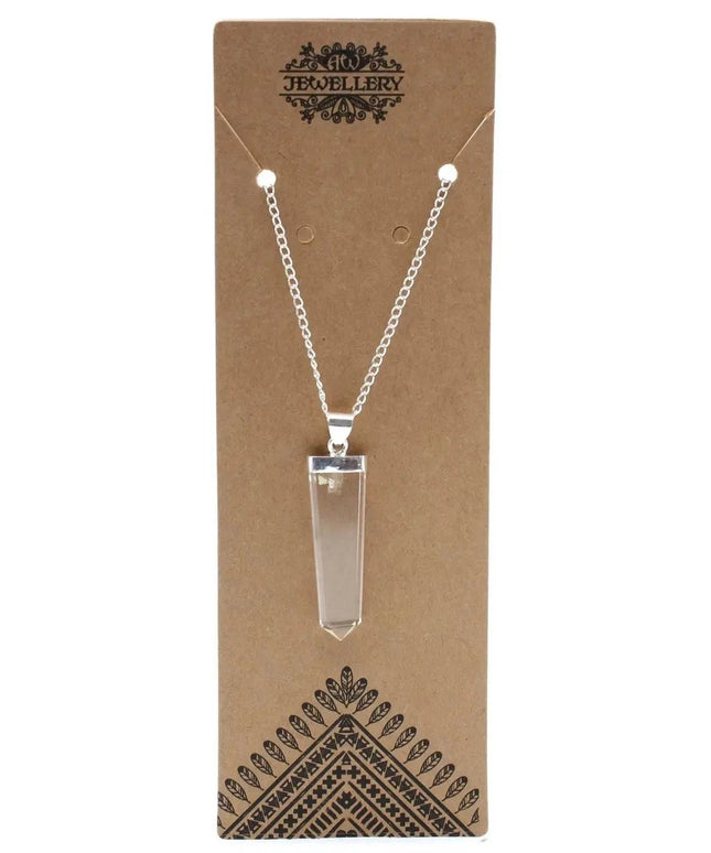 Gemstone Flat Pencil Pendant - Rock Quartz - Bee my Gift