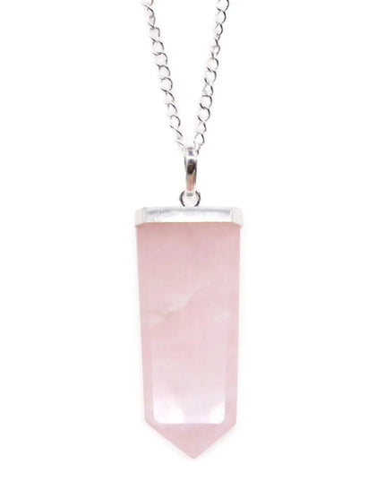 Gemstone Flat Pencil Pendant - Rose Quartz - Bee my Gift