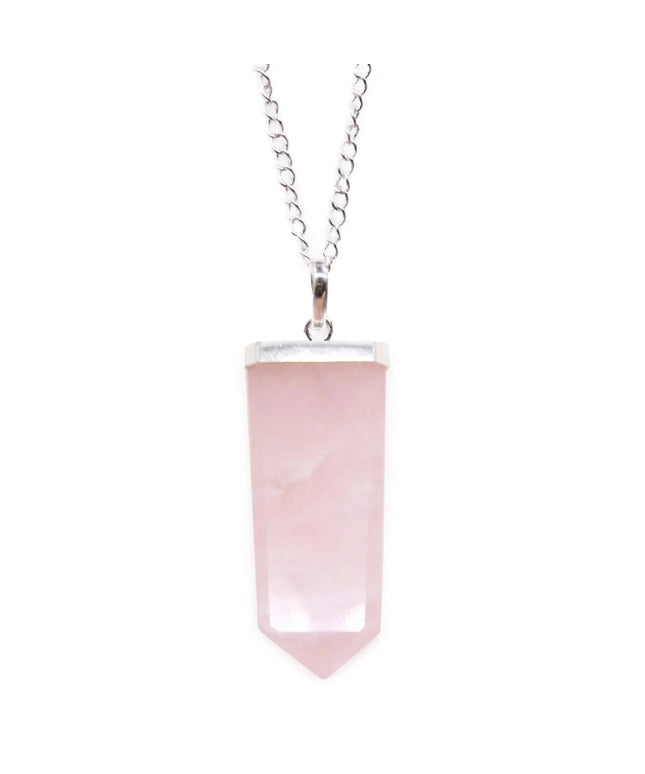 Gemstone Flat Pencil Pendant - Rose Quartz - Bee my Gift