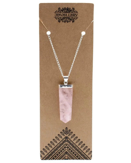 Gemstone Flat Pencil Pendant - Rose Quartz - Bee my Gift