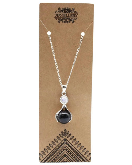 Gemstone Healing Hands Pendant - Black Agate - Bee my Gift