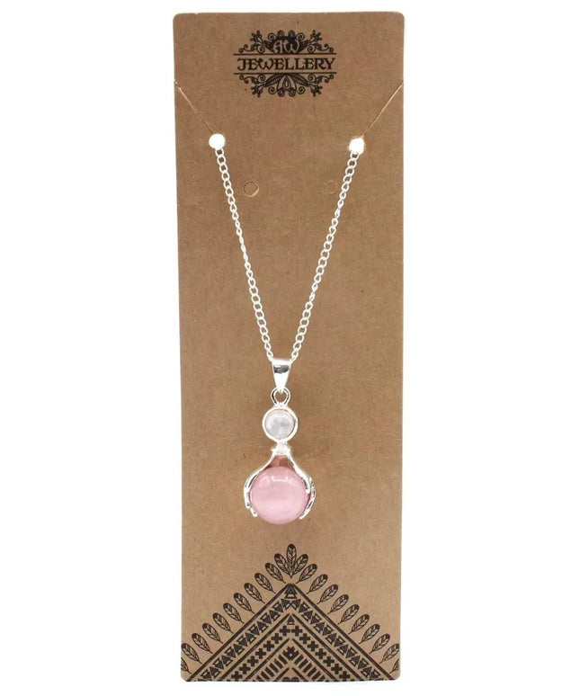 Gemstone Healing Hands Pendant - Rose Quartz - Bee my Gift