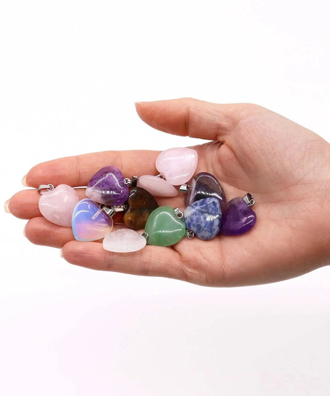 Gemstone Heart Pendants (12 assorted) 20x6mm - Bee my Gift