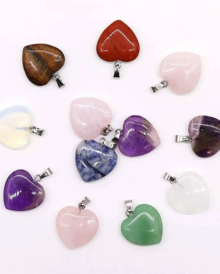 Gemstone Heart Pendants (12 assorted) 20x6mm - Bee my Gift