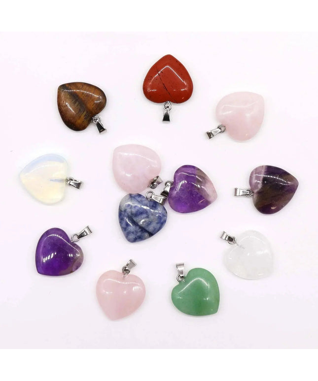 Gemstone Heart Pendants (12 assorted) 20x6mm - Bee my Gift