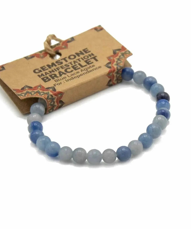 Gemstone Manifestation Bracelet - Blue Lace Agate - Independence - Bee my Gift