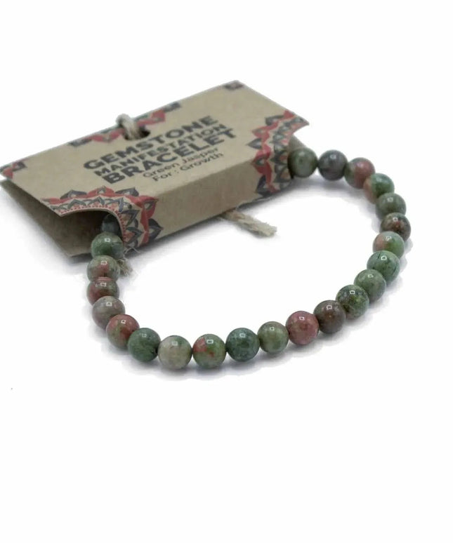 Gemstone Manifestation Bracelet - Green Jasper - Growth - Bee my Gift