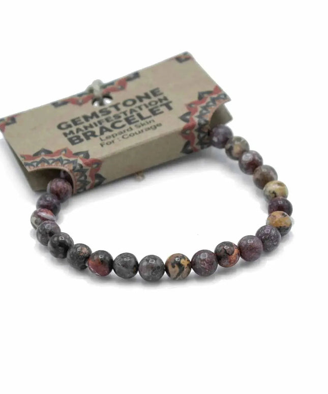 Gemstone Manifestation Bracelet - Lepard Skin - Courage - Bee my Gift