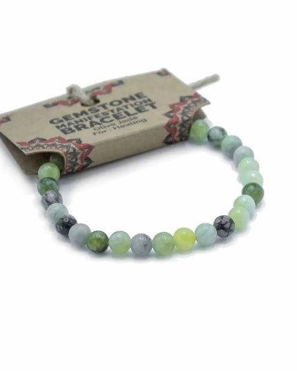 Gemstone Manifestation Bracelet - Olive Jade - Healing - Bee my Gift