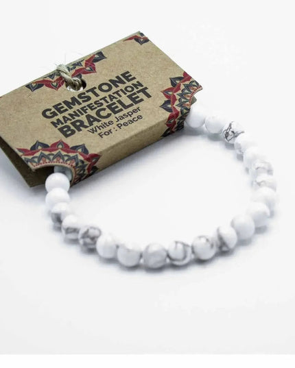 Gemstone Manifestation Bracelet - White Jasper - Peace - Bee my Gift