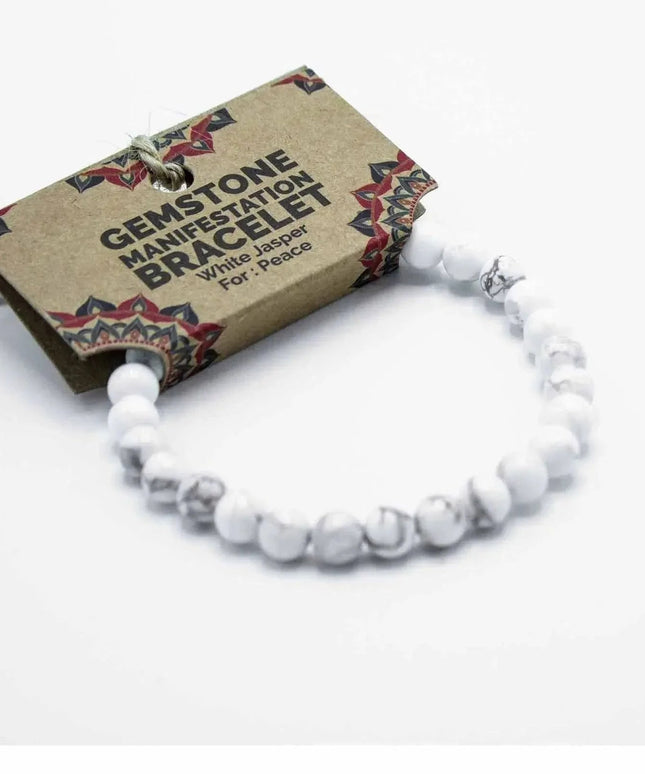 Gemstone Manifestation Bracelet - White Jasper - Peace - Bee my Gift