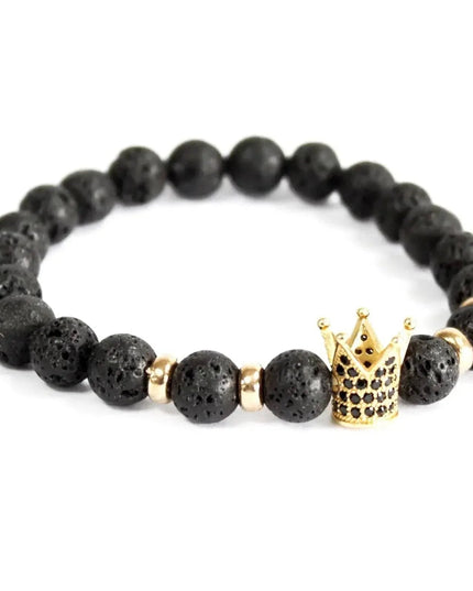 Gold Crown / Lava Stone - Gemstone Bracelet - Bee my Gift