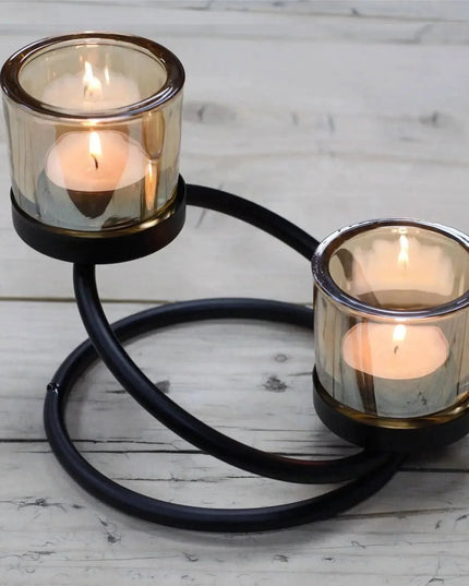Iron Votive Candle Holder - 2 Cup Double Step - Bee my Gift