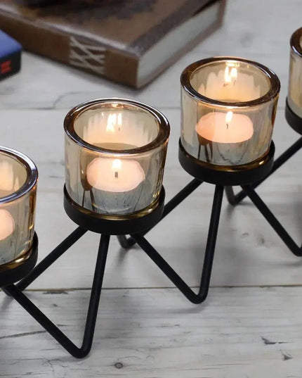 Iron Votive Candle Holder - 4 Cup Zig Zag Design - Bee my Gift