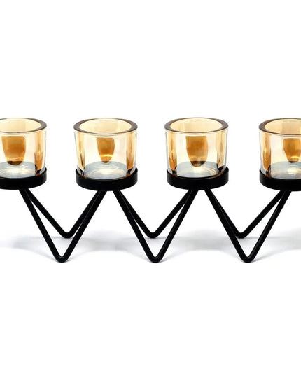 Iron Votive Candle Holder - 4 Cup Zig Zag Design - Bee my Gift