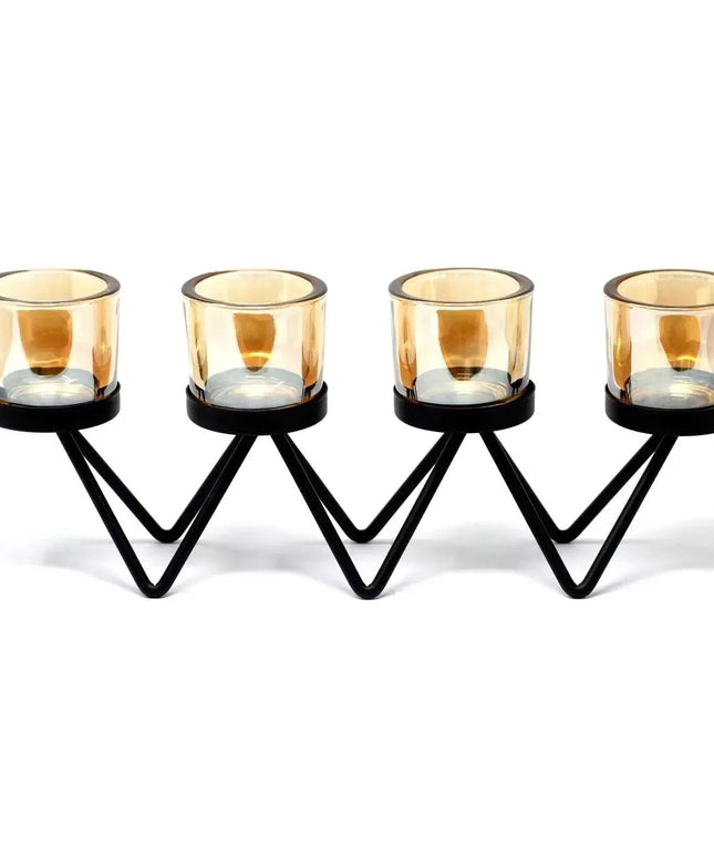 Iron Votive Candle Holder - 4 Cup Zig Zag Design - Bee my Gift
