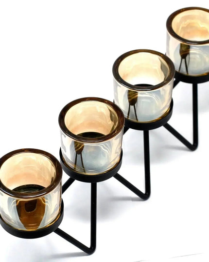 Iron Votive Candle Holder - 4 Cup Zig Zag Design - Bee my Gift
