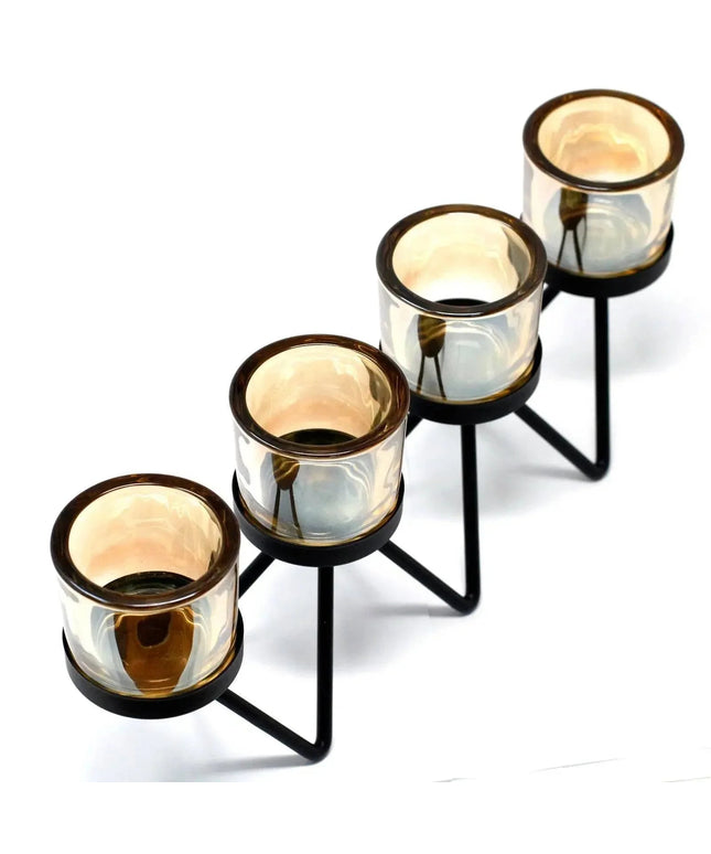 Iron Votive Candle Holder - 4 Cup Zig Zag Design - Bee my Gift