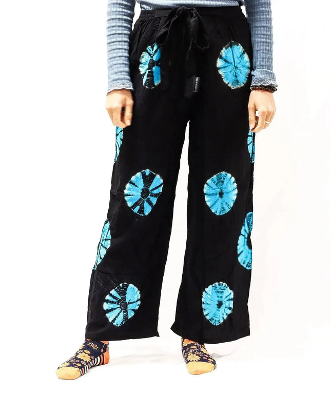 Japanese Style Lounge Pants - Black & Blue - M - Bee my Gift