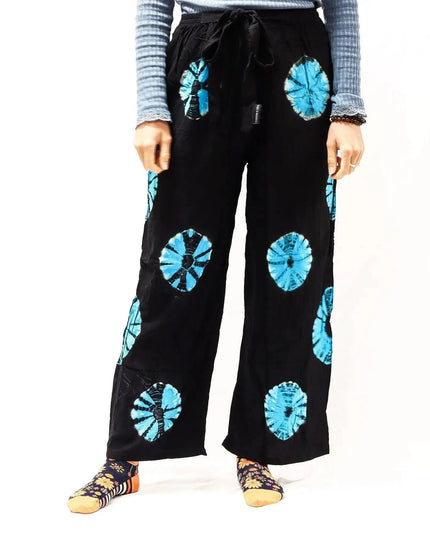 Japanese Style Lounge Pants - Black & Blue - M - Bee my Gift