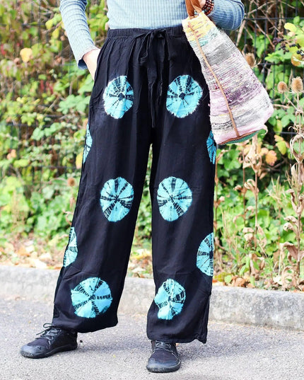 Japanese Style Lounge Pants - Black & Blue - M - Bee my Gift