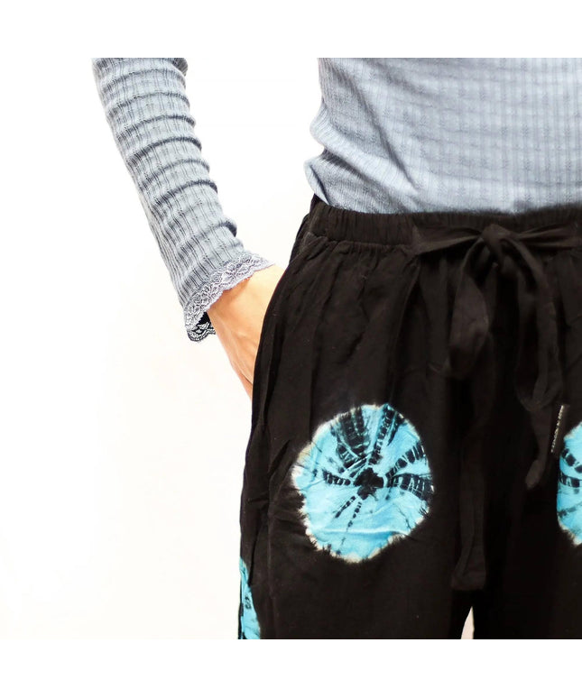 Japanese Style Lounge Pants - Black & Blue - M - Bee my Gift