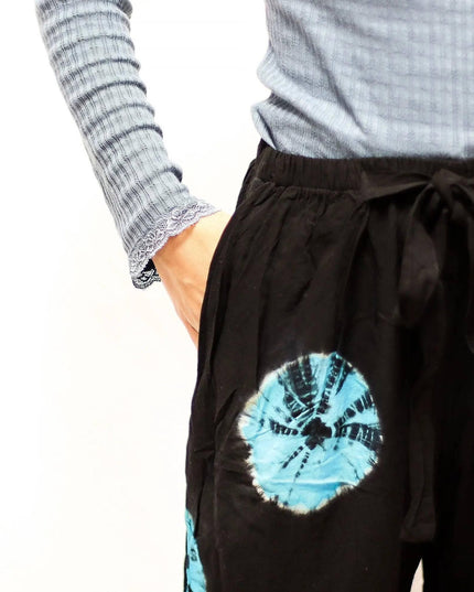 Japanese Style Lounge Pants - Black & Blue - M - Bee my Gift