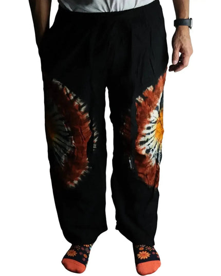 Japanese Style Lounge Pants - Black Chocolate & Orange - L - Bee my Gift