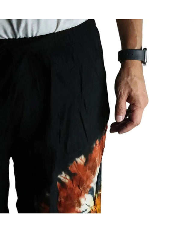 Japanese Style Lounge Pants - Black Chocolate & Orange - L - Bee my Gift