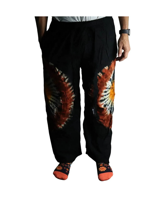 Japanese Style Lounge Pants - Black Chocolate & Orange - M - Bee my Gift
