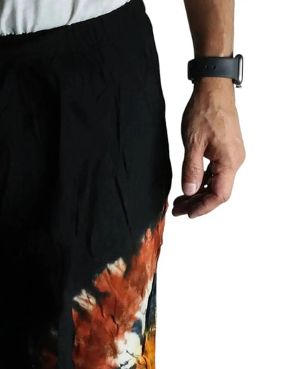 Japanese Style Lounge Pants - Black Chocolate & Orange - M - Bee my Gift