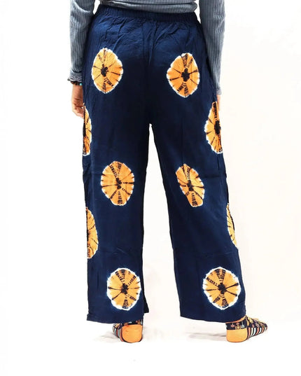 Japanese Style Lounge Pants - Blue & Orange - L - Bee my Gift