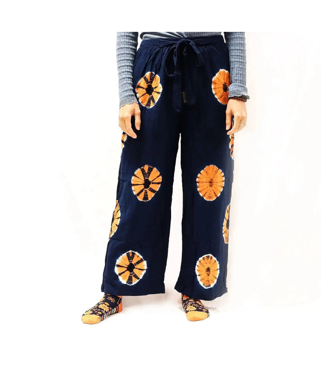 Japanese Style Lounge Pants - Blue & Orange - L - Bee my Gift