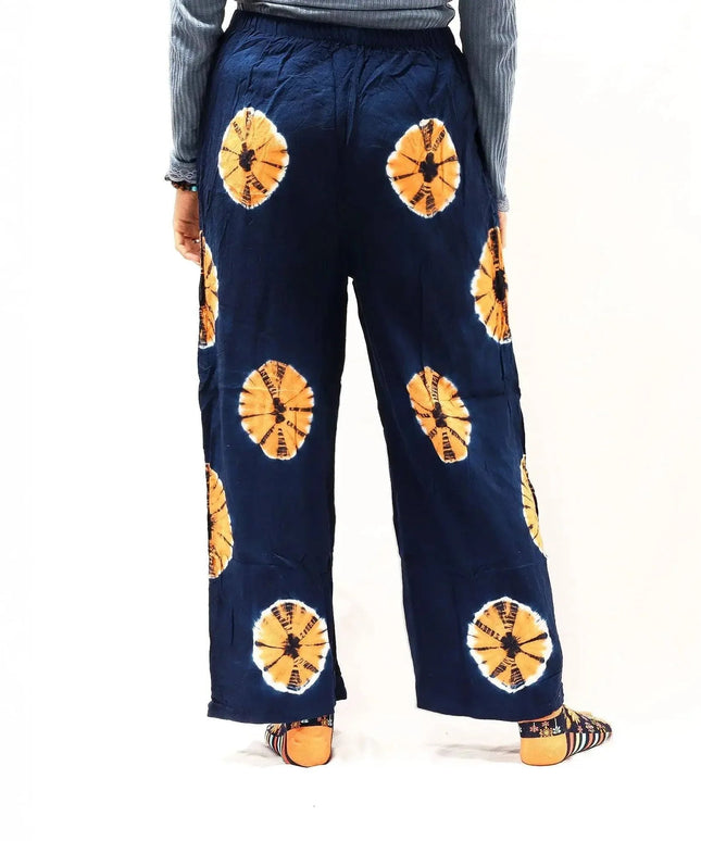 Japanese Style Lounge Pants - Blue & Orange - L - Bee my Gift