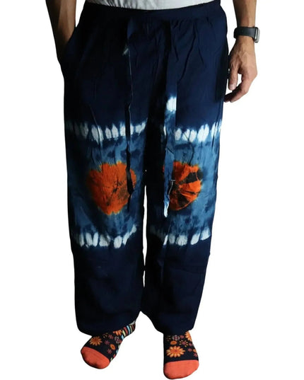 Japanese Style Lounge Pants - Teal & Orange - L - Bee my Gift